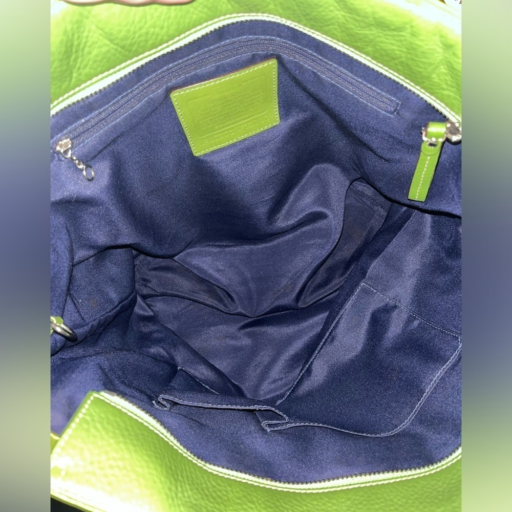 Coach Lime Green Leather Hamilton Shoulder Bag Interior Dark Blue F13083 - Picture 15 of 16